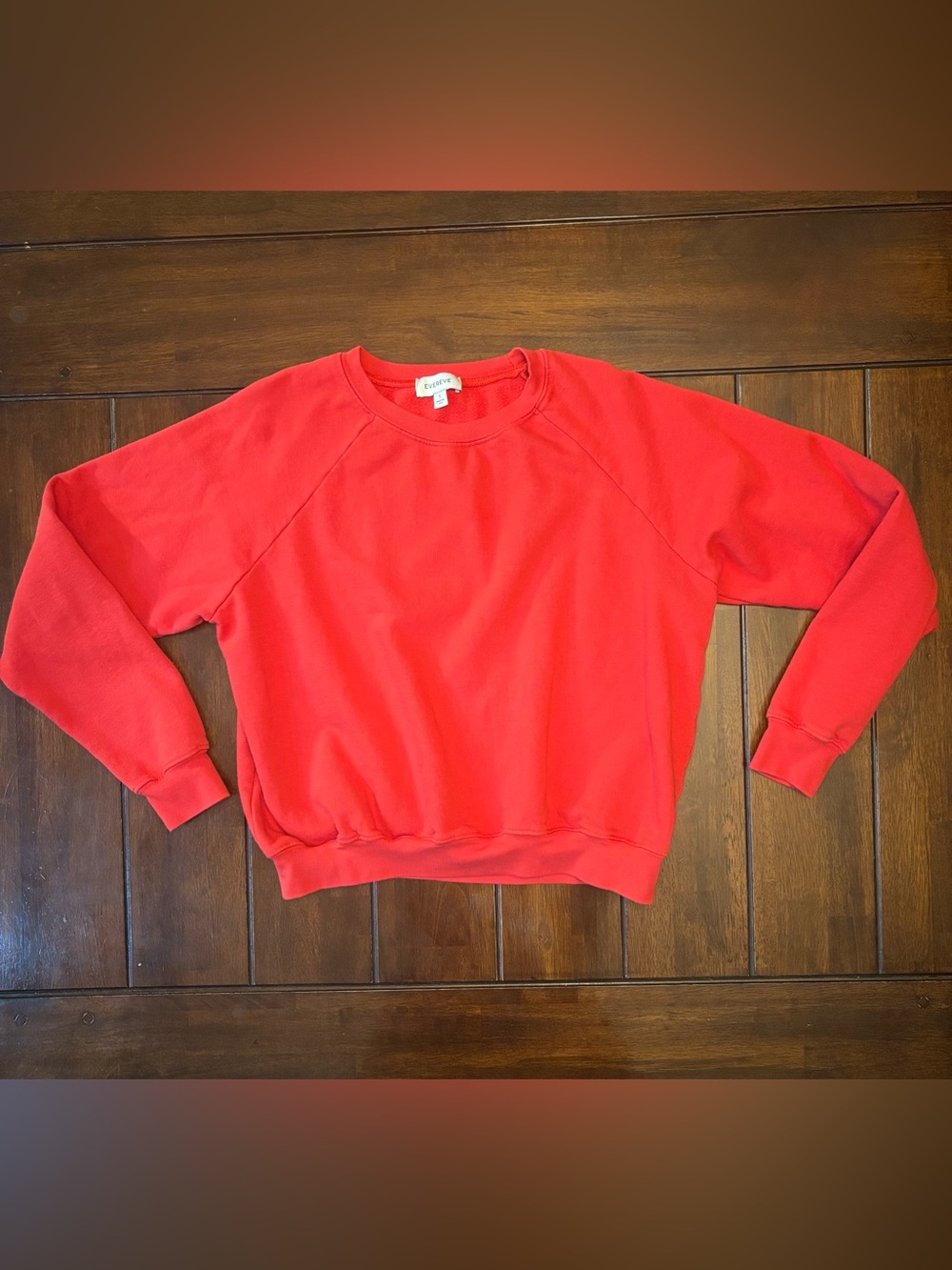 Evereve Heritage Bright Red Crewneck Long Sleeve Sweatshirt Soft Cropped Small